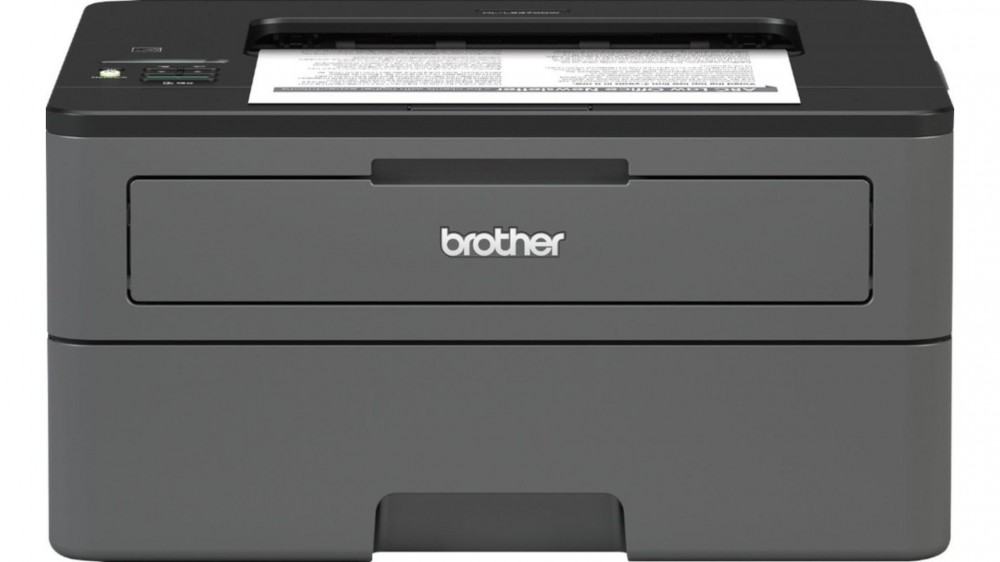 A Brother laser printer sits on a white background.